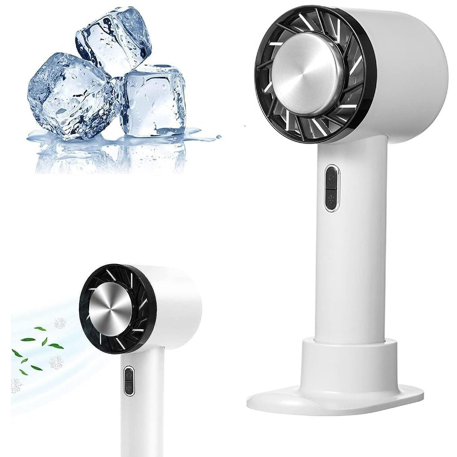 Portable Mini Handheld Ice Compress Fan USB Rechargeable 2200mAh Battery 3 Speed Settings Lightweight for Home Office Travel Outdoor