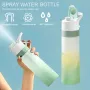 2-in-1 Sports Water Bottle with Built-in Mist Sprayer 650ml Portable Eco-friendly Hydration Fitness Bottle Easy Cleaning Wide Mouth Ideal for Outdoors Sports Travel Camping