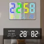 AGSIVO Large RGB Rainbow Digital Wall Clock Alarm Clock Large LED Display with Snooze / Remote Control / Automatic Brightness / Indoor Temperature / Date / Week / 12/24H For Home Office Classroom