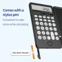 NEWYES Black Rechargeable 12 Digits Scientific Calculator with 6.5 Inch LCD Writing Tablet and Solar Energy Science Calculators Notepad Professional Foldable Calculators for School Students Office Assistant