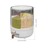 Household Rice Dispenser 360 Degree Rotating Transparent Dry Food Dispenser Sealed Food Holder with 6 Compartments Removable Lid Storage Container for Kitchen Cereals