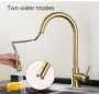 Rubinetto da cucina estraibile con sensore touch in oro spazzolato, rotazione a 360°, rubinetto da cucina intelligente, rubinetto con sensore, miscelatore monocomando
