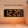 Digital Alarm LED Clock Mood Light TEMP Date Week 2 Alarms Snooze Electronic Table Clock 4 Levels Brightness 12H 24H LED Clock