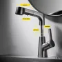 2 Water Mode Kitchen Faucet Pull Out Faucet Liftable Pull Out Sprayer for Bathroom Kitchen Sink Anti-splash Hot & Cold Dual Control