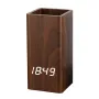 Creative Wooden Pen Holder Clock USB Voice Control Digital Pen Holder Alarm Clock LED Pencil Organizer with LED
