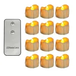 12pcs LED Electronic Tealight Remote Control Timing Tears Christmas Wedding Birthday Confession Decoration Flash Candle with 2-Key Remote Control