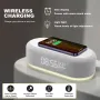 4-In-1 Desktop Clock USB Wireless Charging Night Light Thermometer Alarm Clock Wireless Charger Pad Stand Alarm Bedroom Lamp Night Light Desk Clock Temperature Thermometer Fast Charging Dock Station