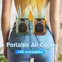 Hanging Waist Fan Portable Outdoor Sports 6000mAh High Capacity Battery Life Two-Way Rechargeable Multipurpose Neck Fan Strong Wind Power Polymer Lithium Battery