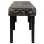Bench 63\ Black Natural Kubu Rattan and Solid Mango Wood