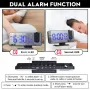Relógio Despertador LED Espelho Tela Grande Display de Temperatura e Umidade com Rádio e Função de Projeção de Hora Relógio Eletrônico Recarregável