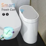 12L Slim Smart Sensor Trash Can Dual Mode Auto-Kick Sensor Home Sensing Automatic Trash Can Bathroom Side Seam Large Capacity Trash Can Creative With Lid Trash Can