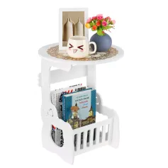 Meja Kopi Meja Kamar Tidur Balkon Meja Samping Meja Bundar Kecil Eropa 36 * 46 * 23.5cm Rak Penyimpanan Organizer Untuk Rumah Kantor