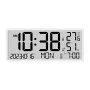 Large LCD Digital Wall Clock Temperature Humidity Display Alarm Clock Hanging/Desktop Digital Clock Plugged in Electronic Desktop Clock for Home and Offices