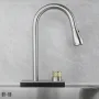 AGSIVO Waterfall Kitchen Sink Faucet with 3 Modes Pull Down Sprayer 360 Degree Rotation Single Hole Single Handle 304 Stainless Steel