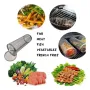 BBQ Grill Basket Round BBQ Cage Outdoor BBQ Smoking Cage Portable BBQ Net Rotating Drum Stainless Steel Grill Cage Round BBQ Basket with Handle Fish Roaster Outdoor Grill