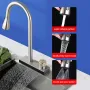 AGSIVO Waterfall Kitchen Sink Faucet with 3 Modes Pull Down Sprayer 360 Degree Rotation Single Hole Single Handle 304 Stainless Steel