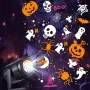 16 Patterns Halloween Atmosphere Decoration Light Halloween Projection Lamp LED Fantasy Light With Dynamic Pumpkin Skull Spider Witch Hat Bat Ghost Suitable For Home Bedroom Party Halloween Holiday Decoration