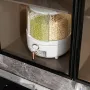 Household Rice Dispenser 360 Degree Rotating Transparent Dry Food Dispenser Sealed Food Holder with 6 Compartments Removable Lid Storage Container for Kitchen Cereals