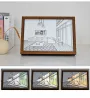 LED Illuminated Artwork Warm Modern Minimalist Design Rechargeable with Real Wood Frame Perfect Night Light and Home Decor Piece