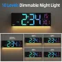 16 Inch Large LED Digital Wall Clock With Remote Control Dymamic RGB Display Automatic Brightness Date Temperature Night Light Gym Clock Suitable For Living Room Bedroom Office Wall Decoration