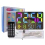 AGSIVO Large RGB Rainbow Digital Wall Clock Alarm Clock Large LED Display with Snooze / Remote Control / Automatic Brightness / Indoor Temperature / Date / Week / 12/24H For Home Office Classroom