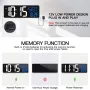 16.5 Inches LED Large Screen Digital Wall Clock with Remote Control USB Charge Dual Color Display Adjustable Brightness Automatic Dimming