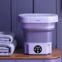 Portable Folding Mini Washing Machine 10W with Spin-Dry 8L Capacity Compact Design for Small Items Easy Operation Available in Lavender and Mint Green 110V or 220V Plug Option