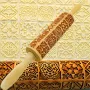 Rolo de massa de madeira com relevo de 35x4,5 cm, rolo de biscoito para assar em Natal, bolo de biscoito, madeira para massas, biscoitos, doces, itens de padaria, pizza