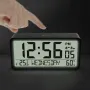 Grande sveglia digitale LCD con ampio display, termometro, igrometro e luce notturna, funzionamento a batteria, design con angoli arrotondati per casa, ufficio, camera da letto