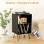 Hommpa Turntable Stand Black Record Player Stand with Vinyl Storage and LED Light Vinyl Record Storage Cabinet Holds Up to 100 Albums Record Player Table for Living Room Bedroom Office