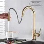 Rubinetto da cucina estraibile con sensore touch in oro spazzolato, rotazione a 360°, rubinetto da cucina intelligente, rubinetto con sensore, miscelatore monocomando