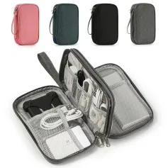 Travel Portable Digital Product Storage Bag USB Data Cable Organizer Earphone Charging Box Bag Double Layer Handheld Data Cable Storage Bag
