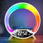 Çok İşlevli RGB LED Gece Lambası Saati Bluetooth Hoparlör Renkli Ortam Aydınlatması Kablosuz Şarj Telefon Hızlı Şarj