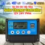 Excellway® 12V 24V 10/20/30/40/50A Auto Solar Panel Solar Charge Controller Battery Charge Adapter USB LCD Display