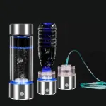Portable Hydrogen Water Bottle Glass Hydrogen Molecule Generator Water Bottle SPE PEM Technology Hydrogen Water ion Generator Glass Bottle Hydrogen Absorption Electrolysis Hydrogen-Rich Water Cup Colorful Lights With Hydrogen Absorber