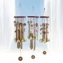 Carillon éolien en alliage de cuivre antirouille à tubes multiples en bois massif et bronze