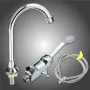 Vòi nước lạnh đơn chân đế 1m ống mềm van bàn đạp chân phòng thí nghiệm nhà bếp vòi chậu rửa