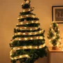 Festive Home Decor Ornament Christmas Tree Decoration Ribbon LED String Lights Christmas Tree Decoration Ribbon Led Light String Lights With Holiday Gift Box Bow Satin Copper Wire Lights