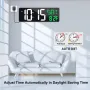 16.5 Inches LED Large Screen Digital Wall Clock with Remote Control USB Charge Dual Color Display Adjustable Brightness Automatic Dimming