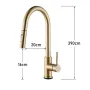 Rubinetto da cucina estraibile con sensore touch in oro spazzolato, rotazione a 360°, rubinetto da cucina intelligente, rubinetto con sensore, miscelatore monocomando