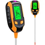 4-in-1/5-in-1 Soil Tester with pH Temperature Moisture Sunlight and Air Moisture Detection Quick Accurate LCD Display Ideal for Home Garden Farm Potted Plants and More