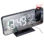 Relógio Despertador LED Espelho Tela Grande Display de Temperatura e Umidade com Rádio e Função de Projeção de Hora Relógio Eletrônico Recarregável