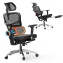[PRO VERSION] NEWTRAL Ergonomic Office Chair with Footrest High Back Desk Chair with Unique Adjustable Lumbar Support, Backrest, Seat Depth Adjustment, Tilt Function, 4D Armrest Recliner Chair for Home Office