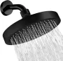 6\ High Pressure Rain Shower Head Pressure-boosting Fully-plated Lotus-shaped with Bend Pipe Bathroom Rainfall Shower Head Black Silvery Angle Adjustable Showerhead