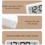 Despertador digital inteligente LCD com visor grande, termômetro, higrômetro, base antiderrapante, luz noturna, operado por bateria, design seguro com cantos arredondados para escritório doméstico e quarto
