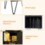 Hommpa Turntable Stand Black Record Player Stand with Vinyl Storage and LED Light Vinyl Record Storage Cabinet Holds Up to 100 Albums Record Player Table for Living Room Bedroom Office