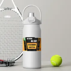 1000ml / 33oz 304 rozsdamentes acél hordozható termoszos vizes palack hideg forró termosz szigetelt vizes palack szívószállal mobiltelefon-tartóként