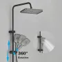 Agsivo High Pressure Shower Copper Body Kit Piano Keys Thermostat LED Digital 4 Modes Faucet Household Copper Booster Shower High Pressure Spray Gun
