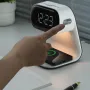 Portable Bedroom Touch Control Bedside Table Lamp Dimmable Digital Alarm Clock Wireless Charging Station for Bedroom, Bedside Office