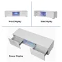 Woodyhome High Gloss TV Stand with LED Lights 2 Drawers Cabinet Unit Storage Entertainment for TVs up to 59 Inches